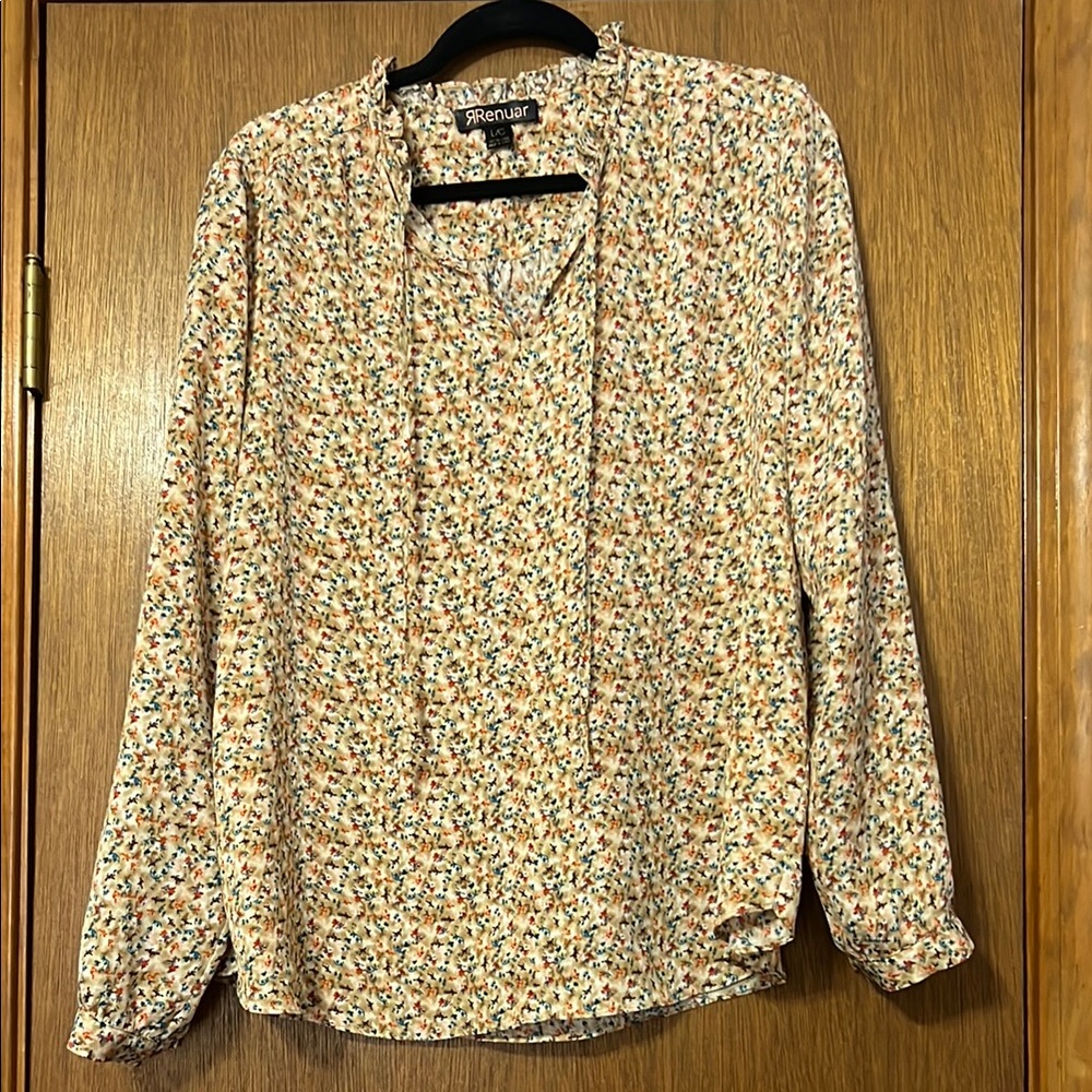 Brown Floral Women's Top Size L